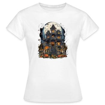 Fête d’Halloween : Maison Hantée Pleine Lune - T-shirt Femme - blanc - Devant - AI Model Female 172 dark (172cm)