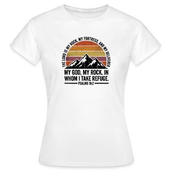 Mon Rocher - Psaume 18:2 - Design rétro Berge - T-shirt Femme - blanc - Devant - AI Model Female 172 dark (172cm)