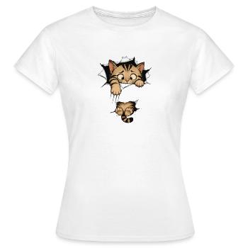 Chat Drôle - T-shirt Femme - blanc - Devant - AI Model Female 172 dark (172cm)