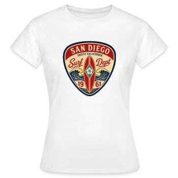 Surfeur rétro San Diego 1961 - T-shirt Femme - blanc - Devant - AI Model Female 172 dark (172cm)