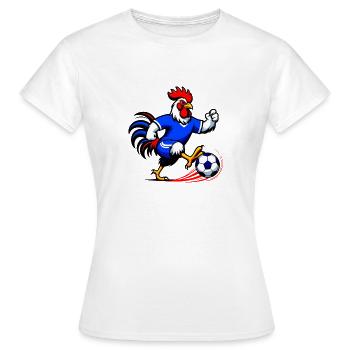 Coq Foot Bleu Dynamique - sport - T-shirt Femme - blanc - Devant - AI Model Female 172 dark (172cm)