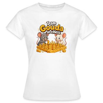 Gouda At Chess - Funny Mice Chess Players - Women's T-Shirt - white - Front - AI Model Female 172 dark (172cm)