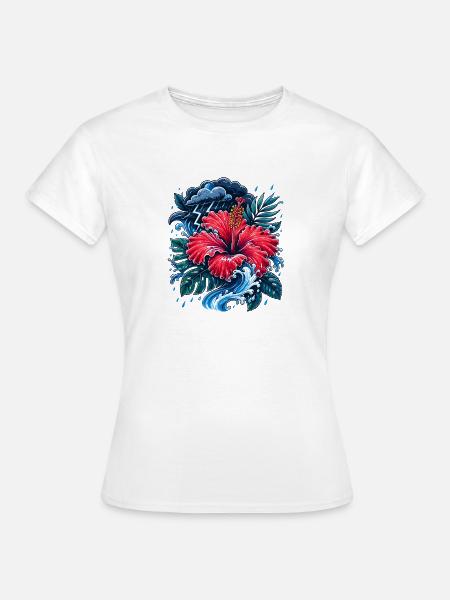 Hibiskus Sturmwelle - Frauen T-Shirt - Weiß