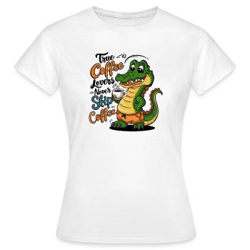 Diction du dessin animé du crocodile au café - T-shirt Femme - blanc - Devant - AI Model Female 172 dark (172cm)