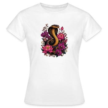Magie du cobra et des fleurs - T-shirt Femme - blanc - Devant - AI Model Female 172 dark (172cm)