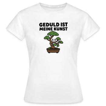 Bonsai-Baum – Geduld ist meine Kunst – Zen Design - Frauen T-Shirt - Weiß - Vorne - AI Model Female 172 dark (172cm)