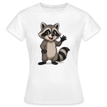 Motif de dessin animé de raton laveur ondulant - T-shirt Femme - blanc - Devant - AI Model Female 172 dark (172cm)