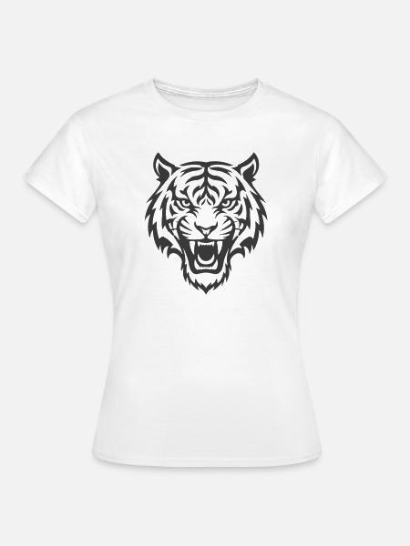 Tigerkopf Linienkunst - Frauen T-Shirt - Weiß