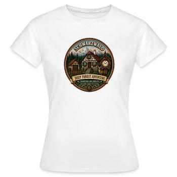 Schwarzwald mit Berge Wald Landschaft Hirsch Uhr - Frauen T-Shirt - Weiß - Vorne - AI Model Female 172 dark (172cm)