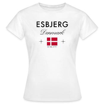 Esbjerg Dänemark Koordinaten Reise Souvenir - Frauen T-Shirt - Weiß - Vorne - AI Model Female 172 dark (172cm)