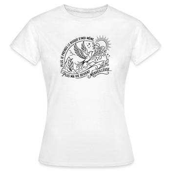 Plus je prends le risque d'être moi même, Plus ma  - T-shirt Femme - blanc - Devant - AI Model Female 172 dark (172cm)