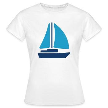 Sailboat Solid Icon Yacht Marine Travel Vector Sym - Women's T-Shirt - white - Front - AI Model Female 172 dark (172cm)