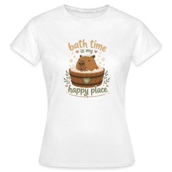 Bath Time Cabybara in a Wooden Tub - Women's T-Shirt - white - Front - AI Model Female 172 dark (172cm)