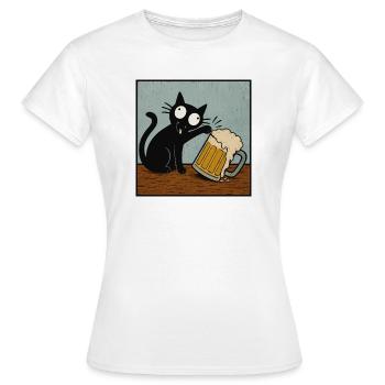 Chat de la bière, Amoureux de la bière, Boire de la bière, Chats - T-shirt Femme - blanc - Devant - AI Model Female 172 dark (172cm)