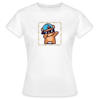 Ours hip-hop avec casquette et lunettes de soleil - T-shirt Femme - blanc - Devant - AI Model Female 172 dark (172cm)