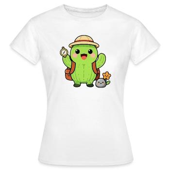 Cactus explorateur avec sac à dos - T-shirt Femme - blanc - Devant - AI Model Female 172 dark (172cm)