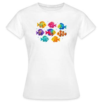 Colorful tropical fish for summer outfits - Women's T-Shirt - white - Front - AI Model Female 172 dark (172cm)