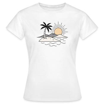 Minimal Tropical Island Sunset Vacation Design - Women's T-Shirt - white - Front - AI Model Female 172 dark (172cm)