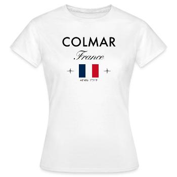 Colmar Frankreich Koordinaten Reise Souvenir - Frauen T-Shirt - Weiß - Vorne - AI Model Female 172 dark (172cm)