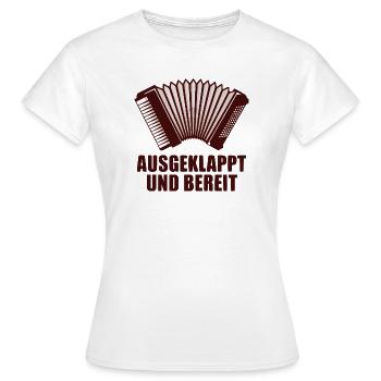 Akkordeon - Ausgeklappt und bereit - Frauen T-Shirt - Weiß - Vorne - AI Model Female 172 dark (172cm)