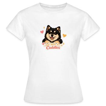 Finnish Lapphund – Just Here for Cuddles - Women's T-Shirt - white - Front - AI Model Female 172 dark (172cm)