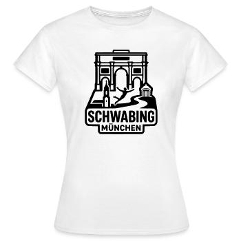 München Schwabing – Minimalistisches Skyline  - Frauen T-Shirt - Weiß - Vorne - AI Model Female 172 dark (172cm)