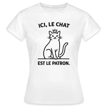  Ici Le Chat Est Le Patron - T-shirt Femme - blanc - Devant - AI Model Female 172 dark (172cm)