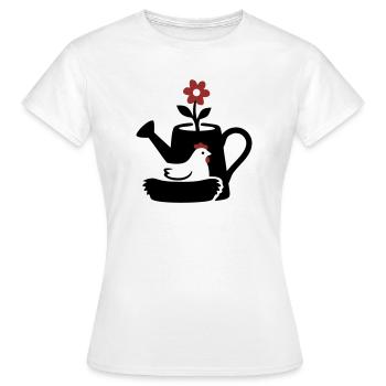 Graphique graphique de nid de poulet en arrosoir - T-shirt Femme - blanc - Devant - AI Model Female 172 dark (172cm)