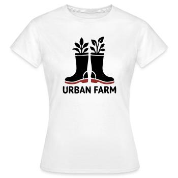Logo des bottes en caoutchouc de ferme urbaine - T-shirt Femme - blanc - Devant - AI Model Female 172 dark (172cm)