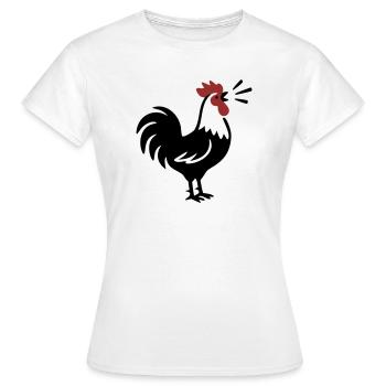 Logo de la ferme Rooster Crows - T-shirt Femme - blanc - Devant - AI Model Female 172 dark (172cm)