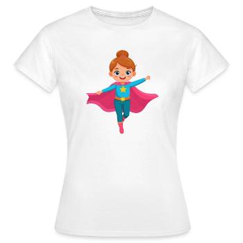 Super-héroïne volante de dessin animé avec une cape violette - T-shirt Femme - blanc - Devant - AI Model Female 172 dark (172cm)