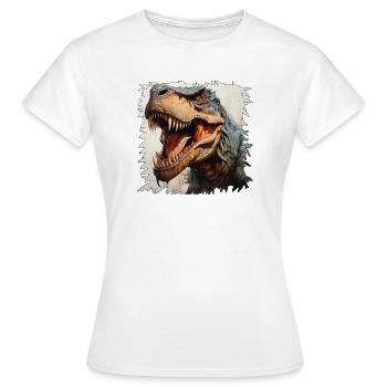 Dinosaur Head Neon Graffiti - Women's T-Shirt - white - Front - AI Model Female 172 dark (172cm)