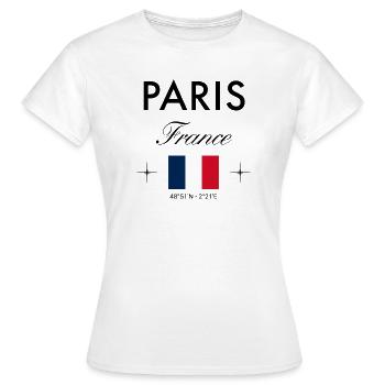 Paris Frankreich Koordinaten Reise Souvenir - Frauen T-Shirt - Weiß - Vorne - AI Model Female 172 dark (172cm)