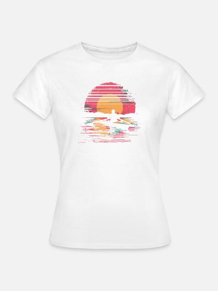 Rudern Zeichnung Synthwave - Frauen T-Shirt - Weiß