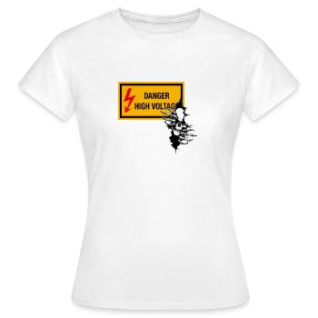 Danger Voltage Skull Graphic - Women's T-Shirt - white - Front - AI Model Female 172 dark (172cm)