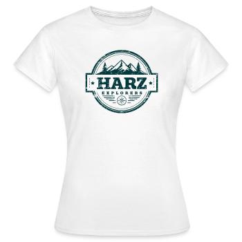Explorateurs de résine | Insigne d’aventure vintage - T-shirt Femme - blanc - Devant - AI Model Female 172 dark (172cm)
