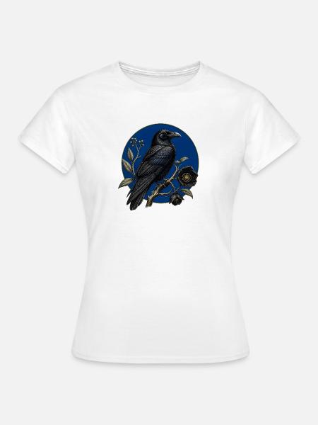 Großer botanischer gotischer Rabe - Frauen T-Shirt - Weiß