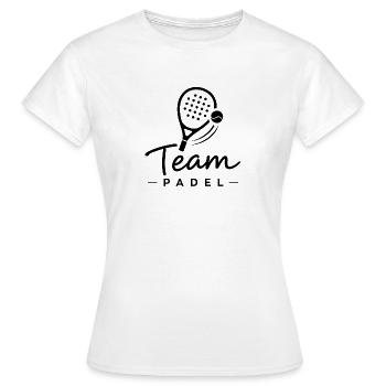 Team PADEL with padel racket - Women's T-Shirt - white - Front - AI Model Female 172 dark (172cm)