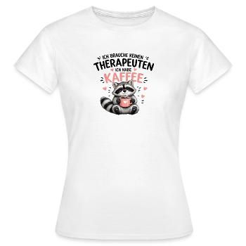 Kaffee Kuschelraccoon mit Herz - Frauen T-Shirt - Weiß - Vorne - AI Model Female 172 dark (172cm)