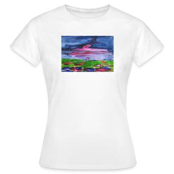 La magie des couleurs dans le ciel du soir - T-shirt Femme - blanc - Devant - AI Model Female 172 dark (172cm)