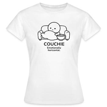 Couchie – Emotionally Horizontal | Cozy Mood - Frauen T-Shirt - Weiß - Vorne - AI Model Female 172 dark (172cm)