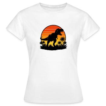 T-Rex au coucher de soleil tropical - T-shirt Femme - blanc - Devant - AI Model Female 172 dark (172cm)