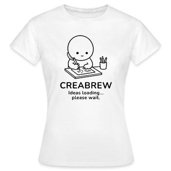 Creabrew – Ideas Loading | Creative Mind Mood - Frauen T-Shirt - Weiß - Vorne - AI Model Female 172 dark (172cm)