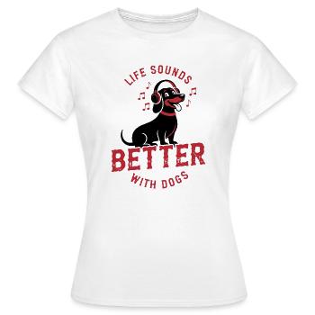 Cute dog with headphones music lover - Women's T-Shirt - white - Front - AI Model Female 172 dark (172cm)