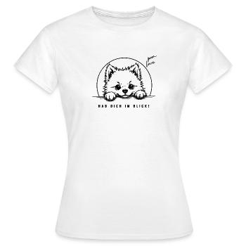Zwergspitz - Hab dich im Blick! - Frauen T-Shirt - Weiß - Vorne - AI Model Female 172 dark (172cm)