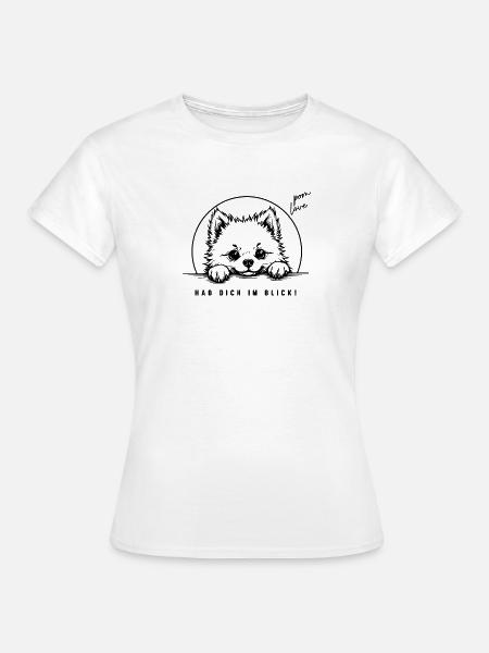 Zwergspitz - Hab dich im Blick! - Frauen T-Shirt - Weiß