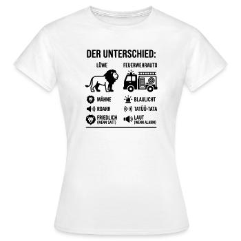 Löwe oder Feuerwehr? Lustiges Vergleichs-Motiv  - Frauen T-Shirt - Weiß - Vorne - AI Model Female 172 dark (172cm)