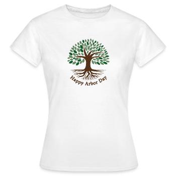 Bonne Journée de l’Arbore, feuilles, arbres et racines - T-shirt Femme - blanc - Devant - AI Model Female 172 dark (172cm)