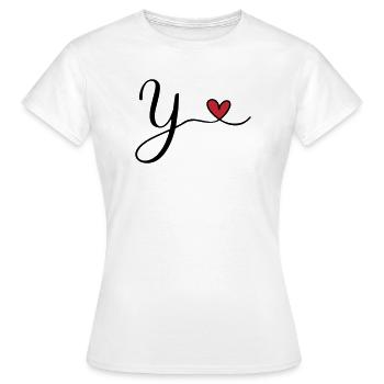 Y Buchstabe Initiale Monogramm Design mit Herz - Frauen T-Shirt - Weiß - Vorne - AI Model Female 172 dark (172cm)