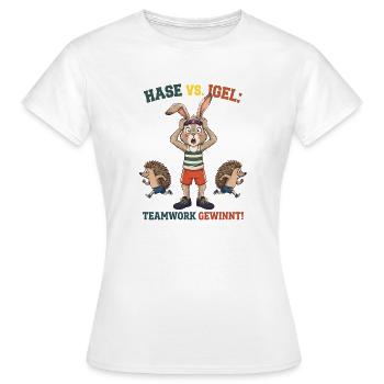 Hase vs. Igel Teamwork - Frauen T-Shirt - Weiß - Vorne - AI Model Female 172 dark (172cm)